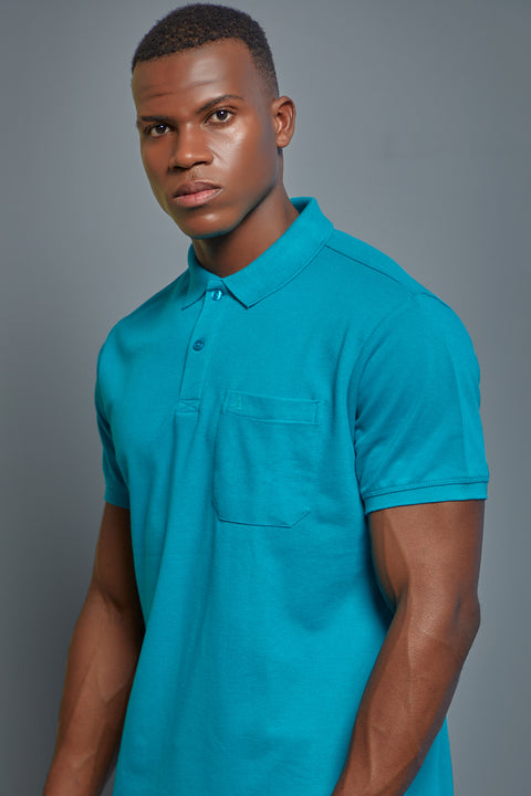 Buy 50 Soft Polo Tshirt With Pocket Aqua Blue Truedesign
