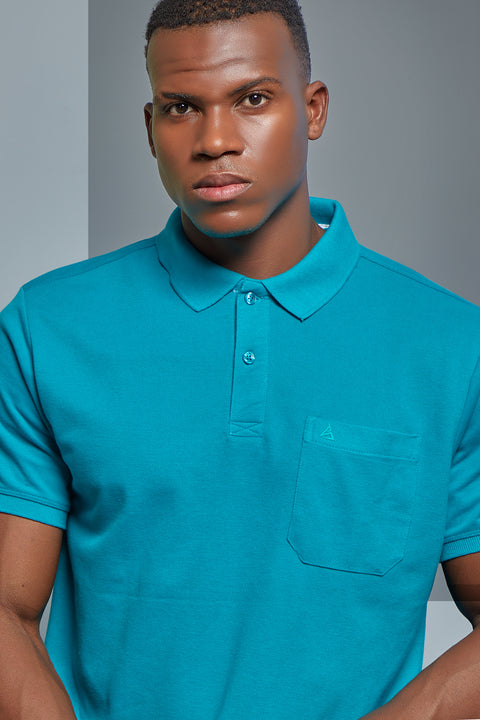 Buy 50 Soft Polo Tshirt With Pocket Aqua Blue Truedesign