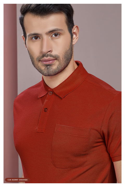 Buy 50 Soft Polo Tshirt With Pocket Burnt Orange Truedesign