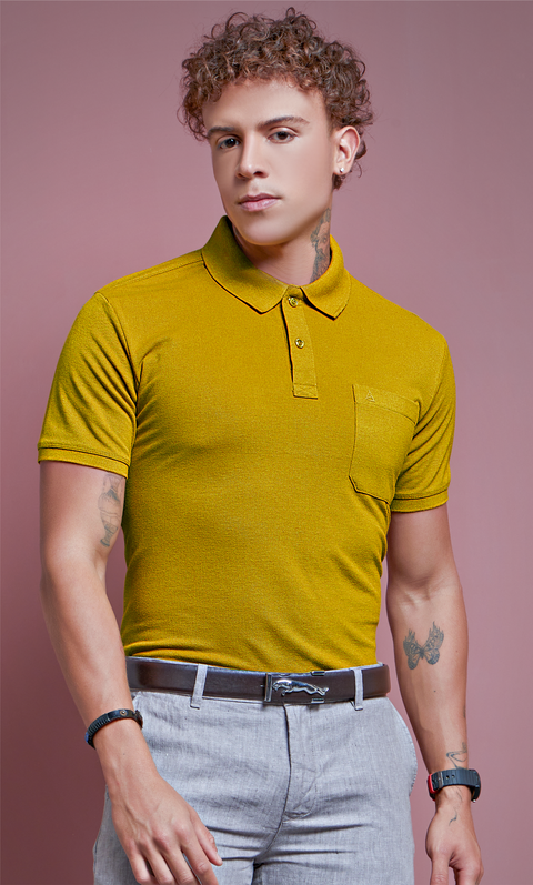 Buy 50 Soft Polo Tshirt With Pocket Citrine Yellow Truedesign