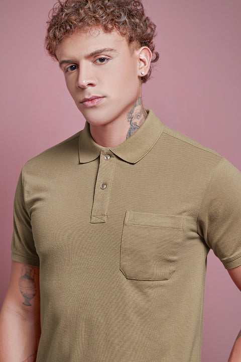 Buy 50 Soft Polo Tshirt With Pocket Cookie Brown Truedesign