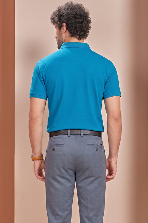 Buy 50 Soft Polo Tshirt With Pocket Cyan Blue Truedesign