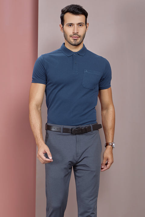 Buy 50 Soft Polo Tshirt With Pocket Denim Melange Truedesign