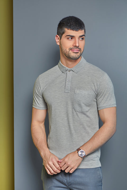 Buy 50 Soft Polo Tshirt With Pocket Heathered Melange Truedesign