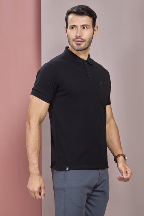 Buy 50 Soft Polo Tshirt With Pocket Raven Black Truedesign