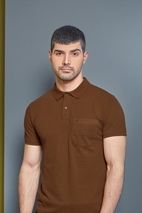 Buy 50 Soft Polo Tshirt With Pocket Sepia Brown Truedesign