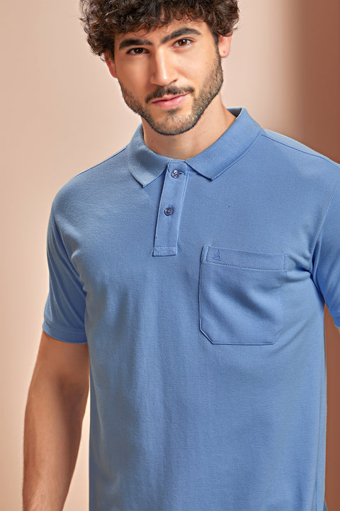 Buy 50 Soft Polo Tshirt With Pocket Summer Blue Truedesign