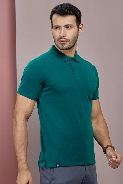 Buy 50 Soft Polo Tshirt With Pocket Teal Green Truedesign
