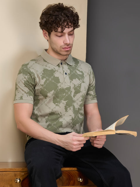 Buy Accent Polo Tshirt AOP Oyster Green Truedesign