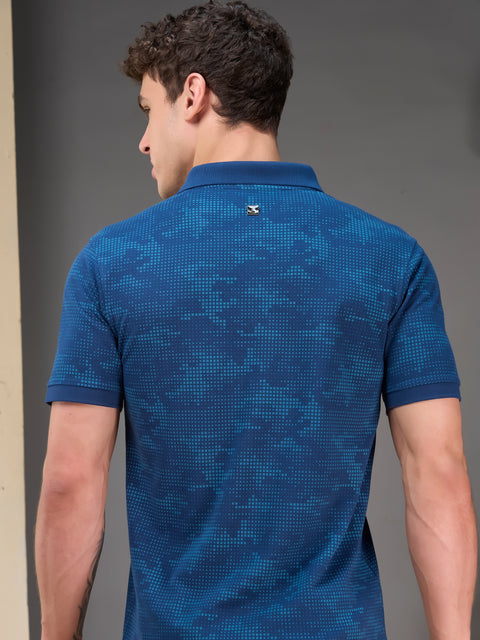 Buy Accent Polo Tshirt AOP Peacock Blue Truedesign
