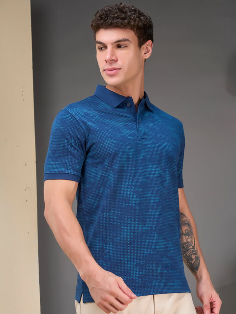 Buy Accent Polo Tshirt AOP Peacock Blue Truedesign
