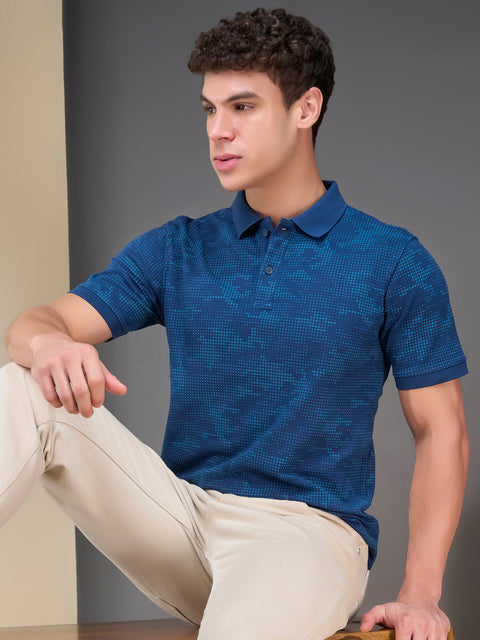 Buy Accent Polo Tshirt AOP Peacock Blue Truedesign