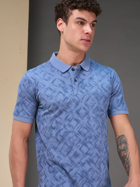 Buy Accent Polo Tshirt AOP Slate Blue Truedesign