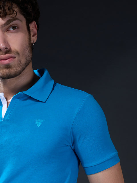 Buy Astrox Soild Polo Tshirt Cyan Blue Truedesign