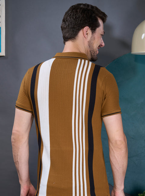 Buy Avio Polo Tshirt Brown & White Truedesign