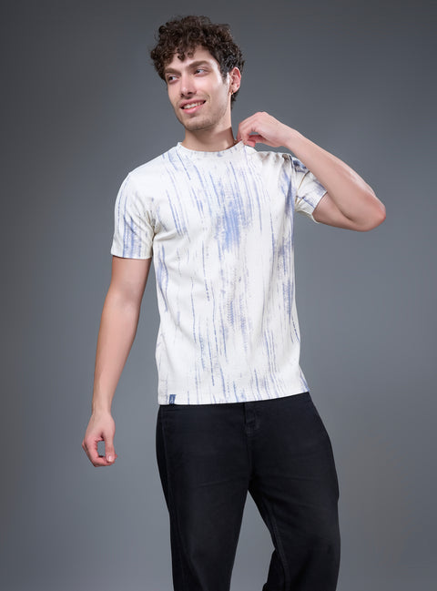 Buy Truedesign Bloom Half Sleeve Tees Blue & White Cream Online