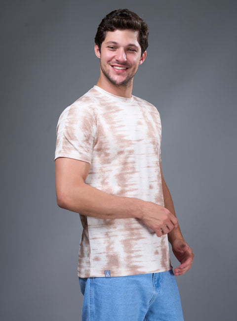 Buy Truedesign Bloom Half Sleeve Tees Brown & White Cream Online