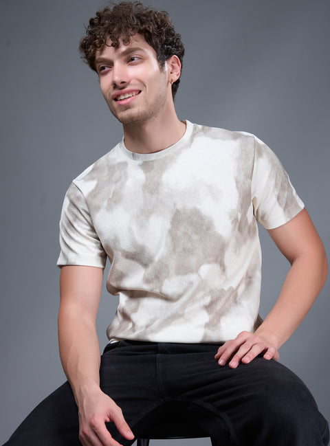 Buy Truedesign Bloom Half Sleeve Tees Green & White Cream Online