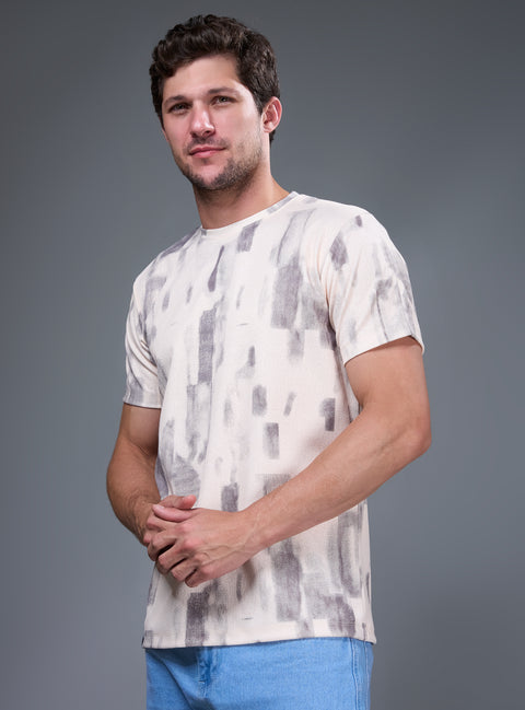 Buy Truedesign Bloom Half Sleeve Tees Grey & Sand Cream Online