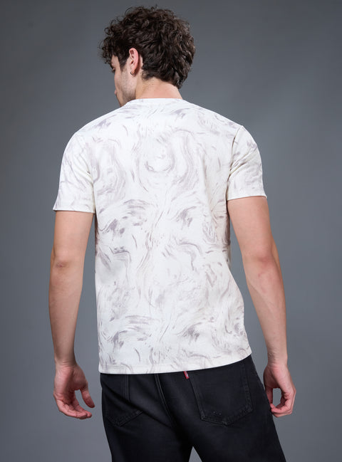 Buy Truedesign Bloom Half Sleeve Tees Violet & White Cream Online