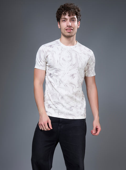 Buy Truedesign Bloom Half Sleeve Tees Violet & White Cream Online