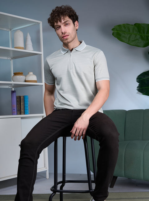 Buy Deltin Polo Tshirt  Silver Green Truedesign