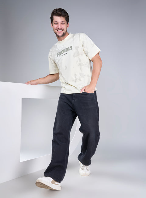 Buy Truedesign Horizon Half Sleeve Tees Ivory Beige Online