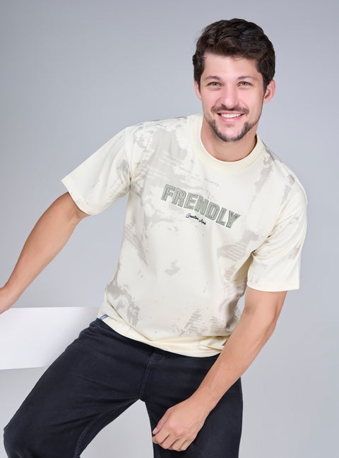 Buy Truedesign Horizon Half Sleeve Tees Ivory Beige Online