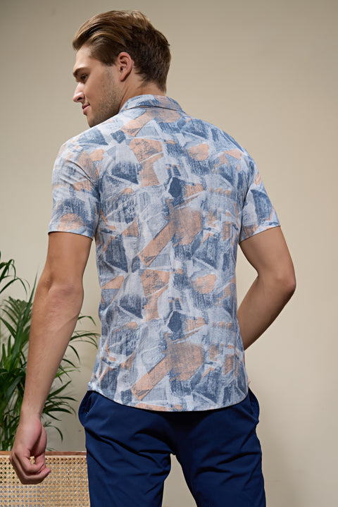 Buy Ibiza Polo Tshirt AOP Orange & Blue Truedesign