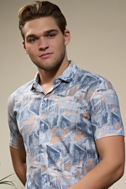 Buy Ibiza Polo Tshirt AOP Orange & Blue Truedesign