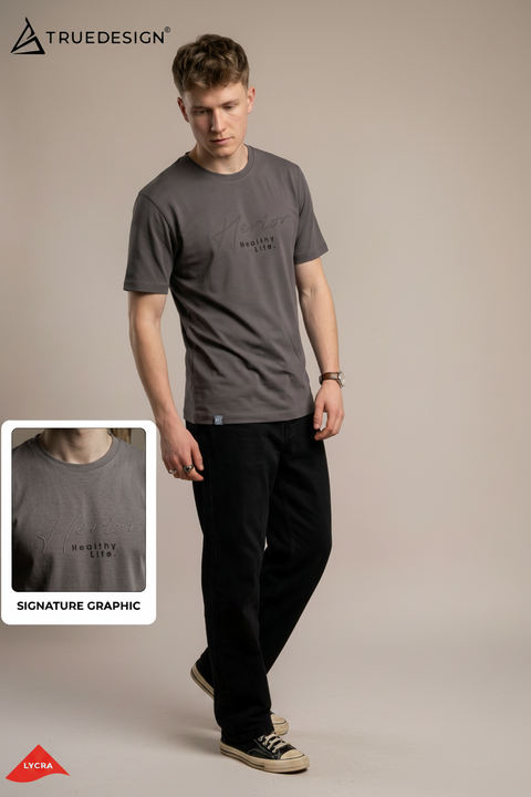 Buy Truedesign Ignis Round Neck Tshirt Coin Grey Online