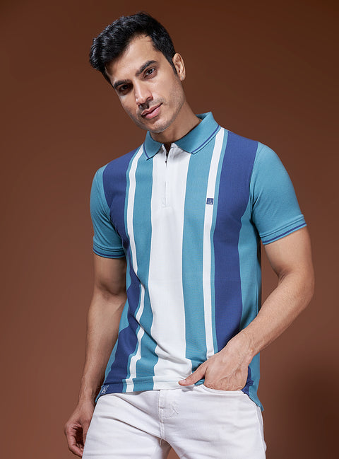 Buy Impetus Polo Tshirt Blue & Green Truedesign