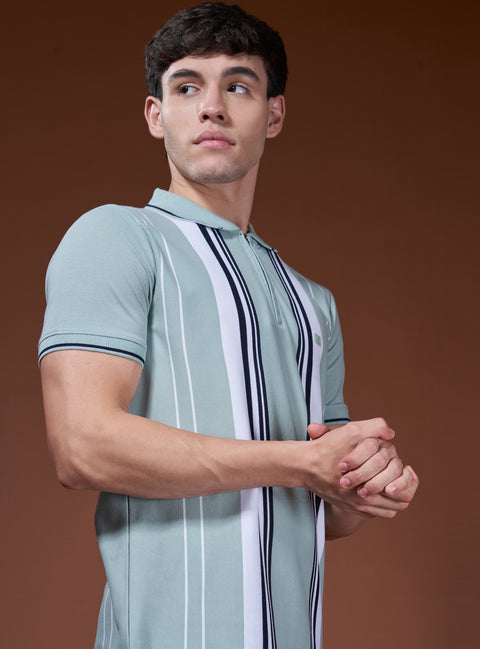 Buy Impetus Polo Tshirt Dim Green & White Truedesign
