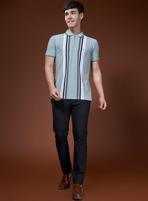 Buy Impetus Polo Tshirt Dim Green & White Truedesign