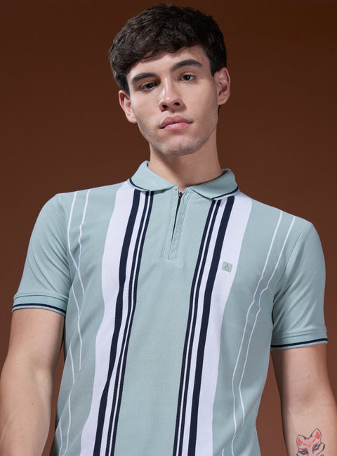Buy Impetus Polo Tshirt Dim Green & White Truedesign