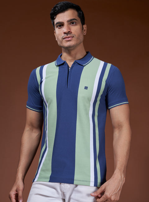 Buy Impetus Polo Tshirt Pine Green & Blue Truedesign