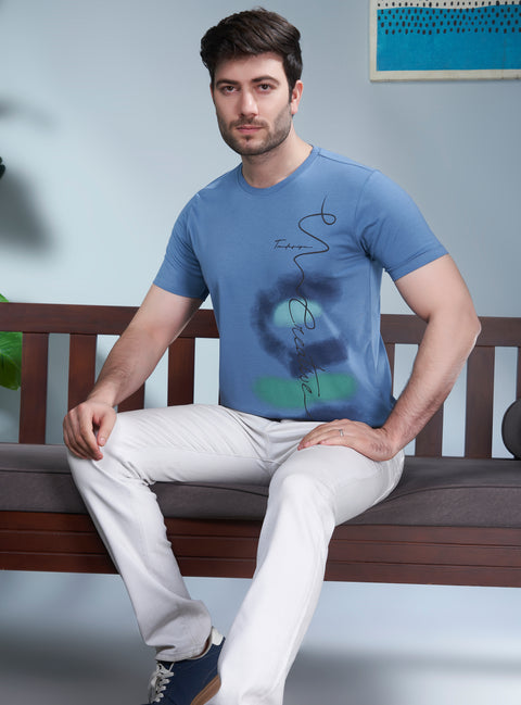 Buy Truedesign Java Round Neck Tshirt Airforce Blue Online
