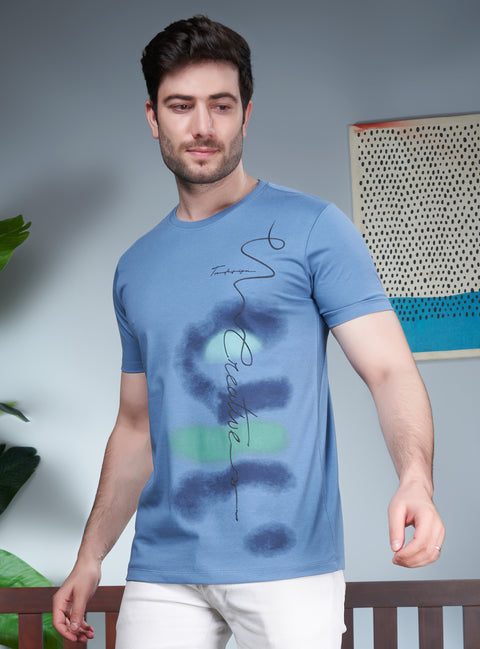Buy Truedesign Java Round Neck Tshirt Airforce Blue Online