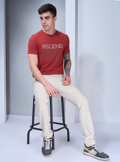 Buy Truedesign Kyoto Half Sleeve Tees Reddish Orange Online