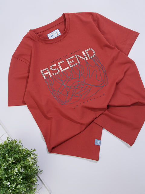 Buy Truedesign Kyoto Half Sleeve Tees Reddish Orange Online