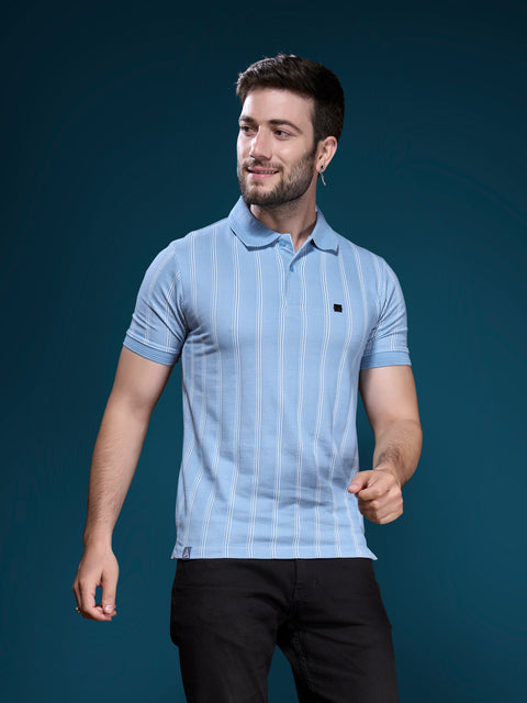 Buy Linear Polo Tshirt Baby Blue Truedesign