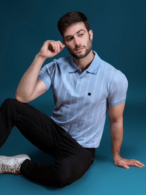 Buy Linear Polo Tshirt Baby Blue Truedesign