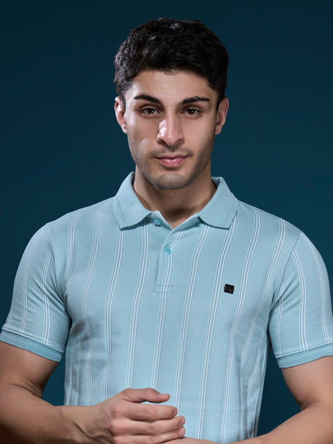 Buy Linear Polo Tshirt Light Turquoise Truedesign