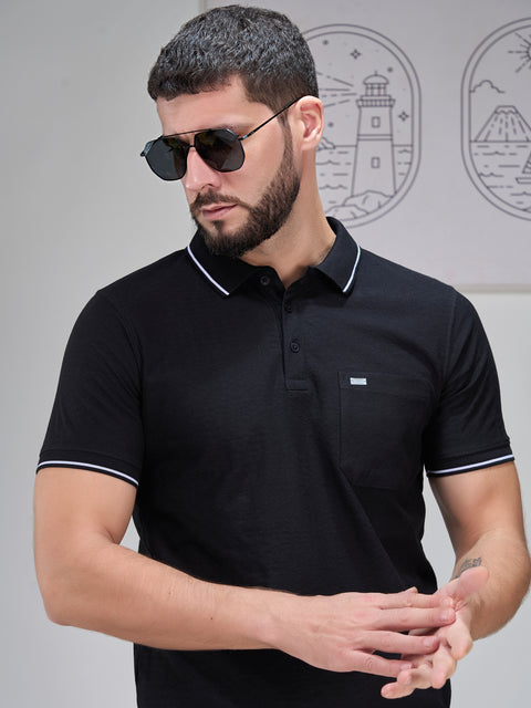 Buy Marble Polo Tshirt Soild Asphalt Black Truedesign