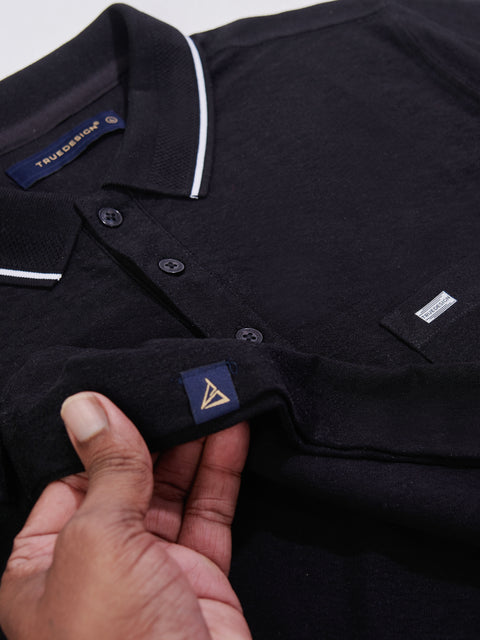 Buy Marble Polo Tshirt Soild Asphalt Black Truedesign