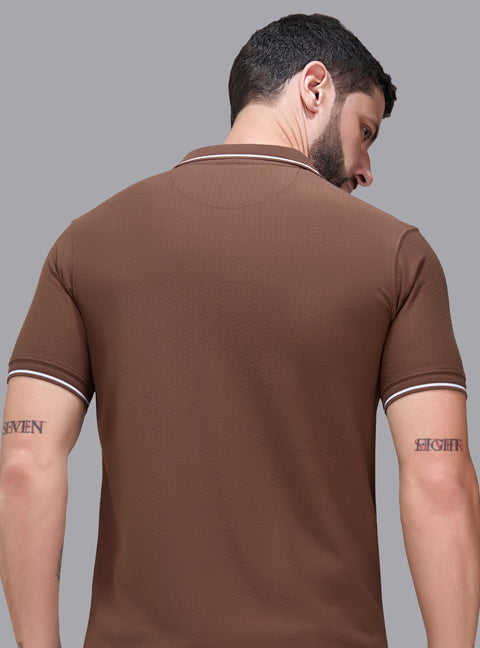 Buy Marble Polo Tshirt Soild Cafe Brown Truedesign