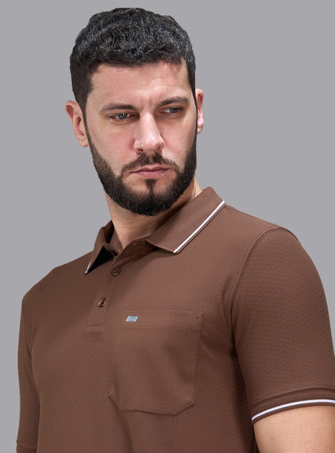 Buy Marble Polo Tshirt Soild Cafe Brown Truedesign