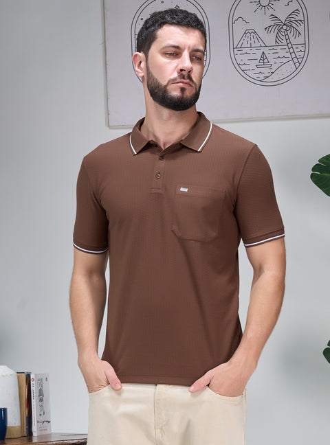Buy Marble Polo Tshirt Soild Cafe Brown Truedesign