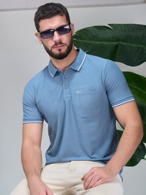 Buy Marble Polo Tshirt Soild Steel Blue Truedesign