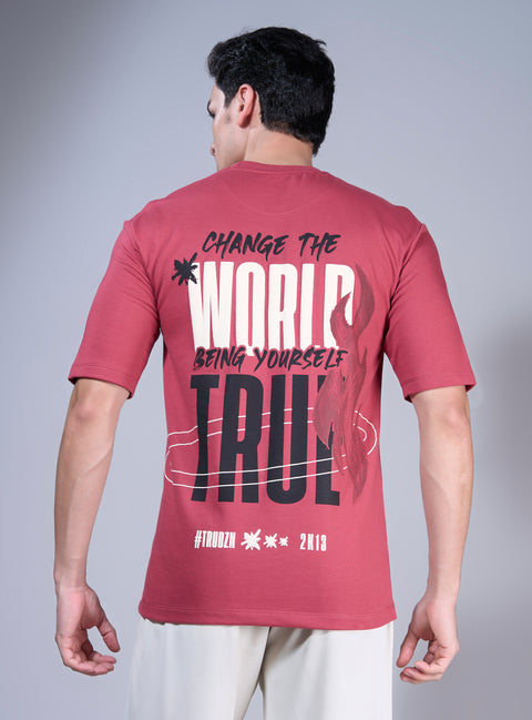 Buy Truedesign Mars Half Sleeve Tees Cordovan Red Online